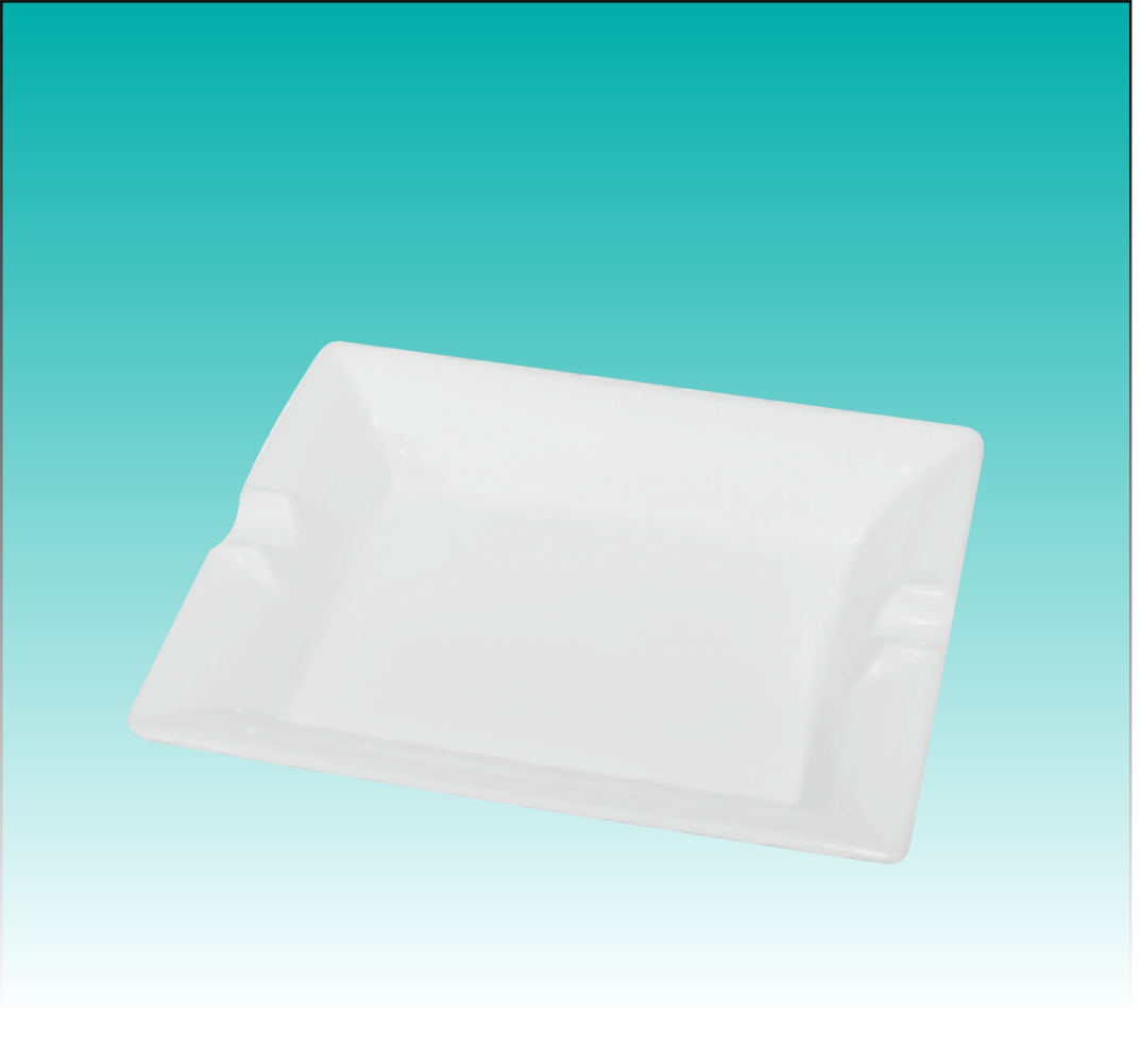 Zigarrenaschenbecher rechteckig Porzellan, weiß